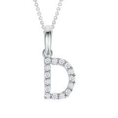 Initial CZ-Accented Pendant Necklace in Solid Sterling Silver