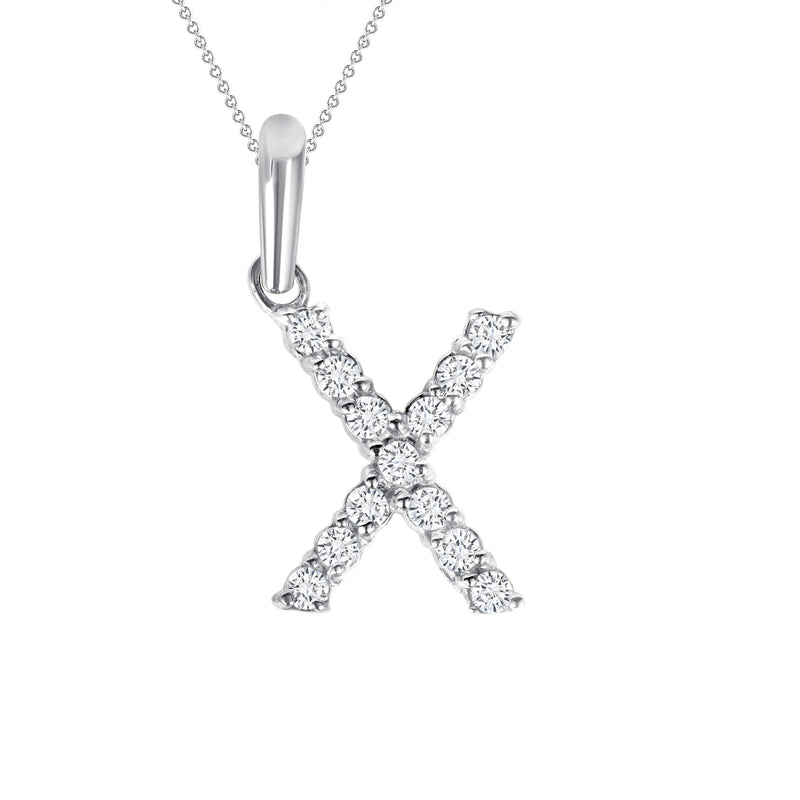 Initial CZ-Accented Pendant Necklace in Solid Sterling Silver