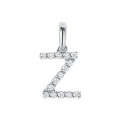 Initial CZ-Accented Pendant Necklace in Solid Sterling Silver