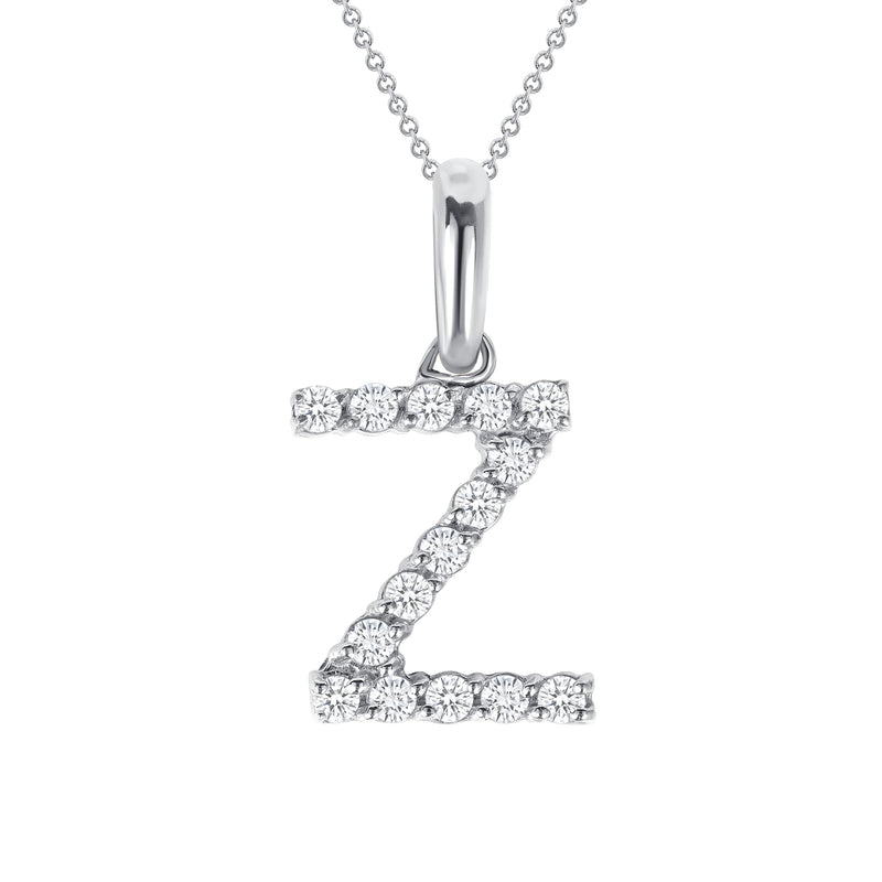 Initial CZ-Accented Pendant Necklace in Solid Sterling Silver