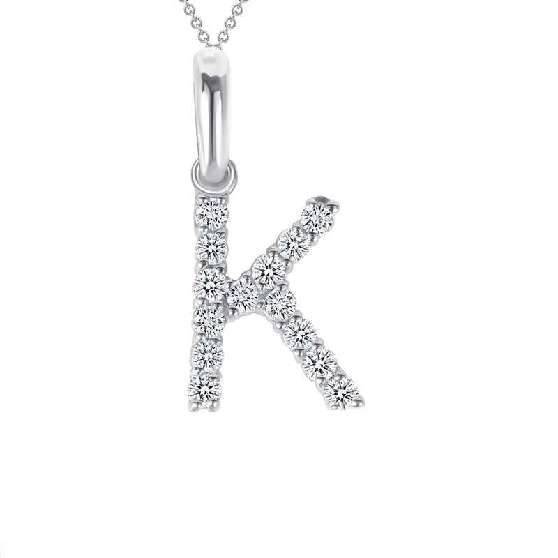 Initial CZ-Accented Pendant Necklace in Solid Sterling Silver