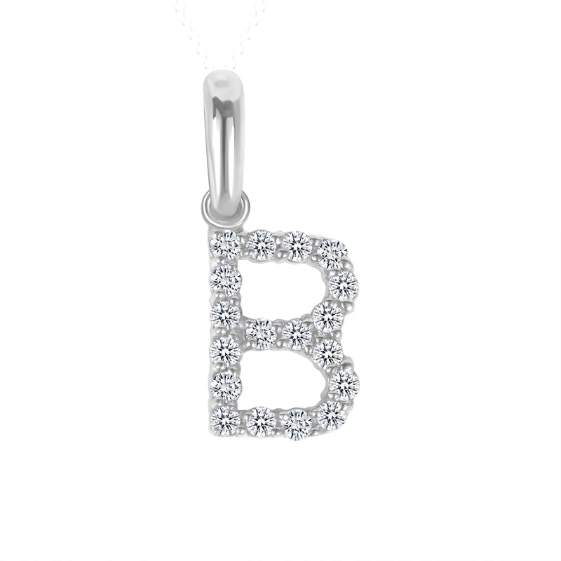 Initial CZ-Accented Pendant Necklace in Solid Sterling Silver