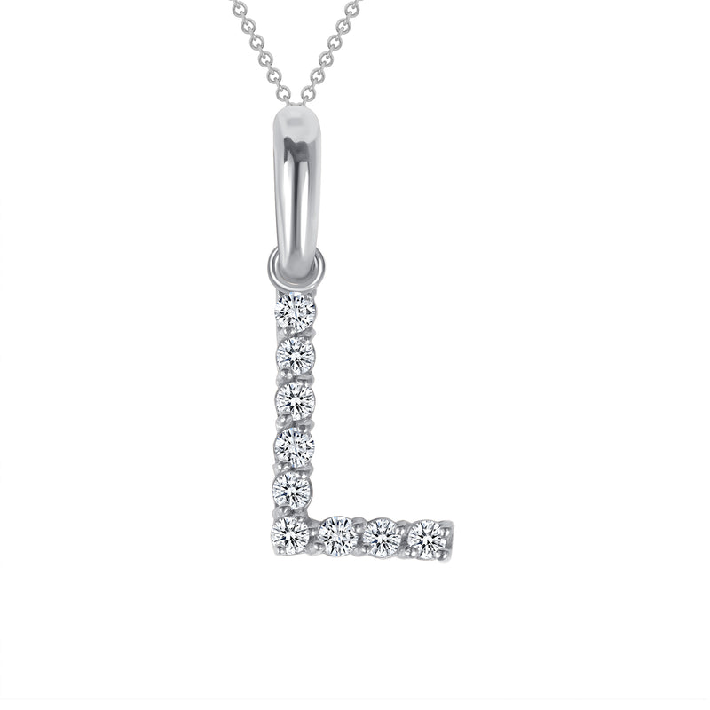 Initial CZ-Accented Pendant Necklace in Solid Sterling Silver