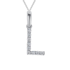 Initial CZ-Accented Pendant Necklace in Solid Sterling Silver