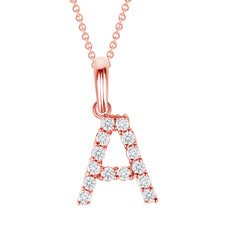 Initial Diamond-Accented Pendant Necklace in Solid Gold