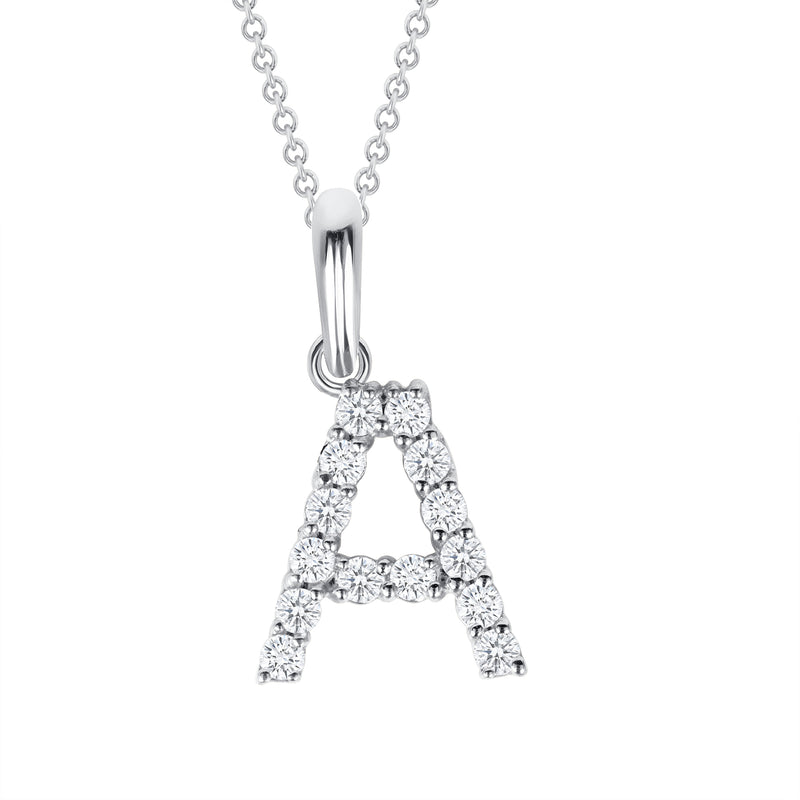 Initial Diamond-Accented Pendant Necklace in Solid Gold