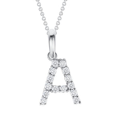 Initial CZ-Accented Pendant Necklace in Solid Sterling Silver