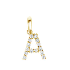 Initial Diamond-Accented Pendant Necklace in Solid 14k Yellow Gold