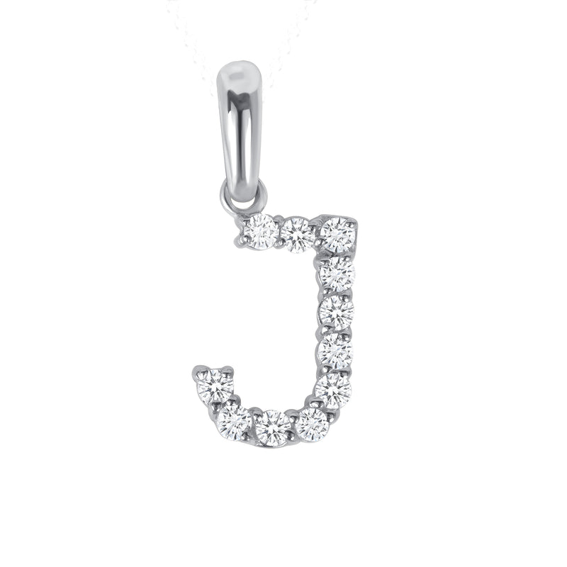 Initial CZ-Accented Pendant Necklace in Solid Sterling Silver