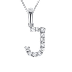 Initial CZ-Accented Pendant Necklace in Solid Sterling Silver