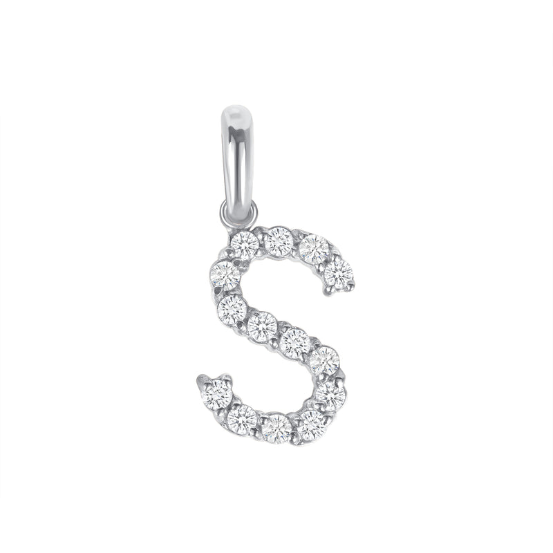 Initial CZ-Accented Pendant Necklace in Solid Sterling Silver