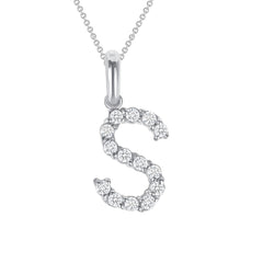 Initial CZ-Accented Pendant Necklace in Solid Sterling Silver