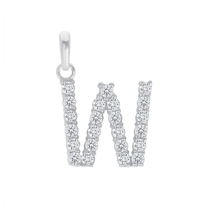 Initial CZ-Accented Pendant Necklace in Solid Sterling Silver