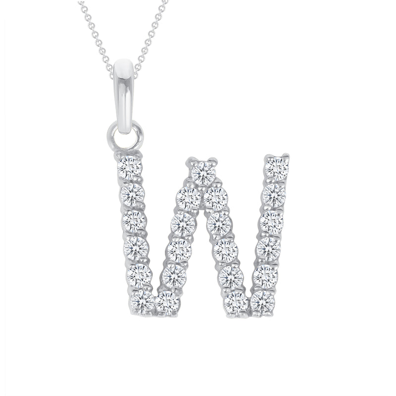 Initial CZ-Accented Pendant Necklace in Solid Sterling Silver