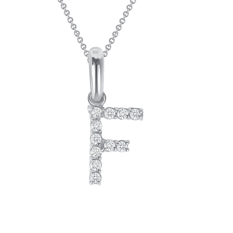 Initial CZ-Accented Pendant Necklace in Solid Sterling Silver