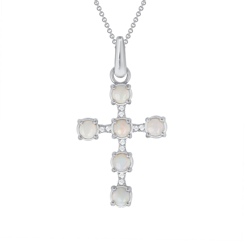 Opal Diamond Large Cross in Solid Gold