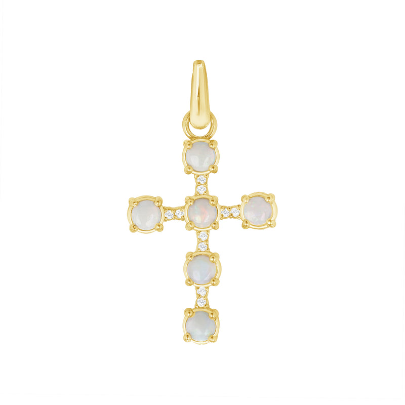 Opal Diamond Large Cross in Solid Gold