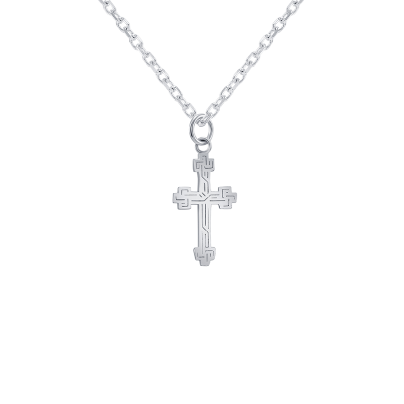 Etched Small Cross in Sterling Silver