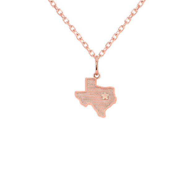 Dainty Texas Map Pendant/Necklace in Solid Gold | Takar Jewelry