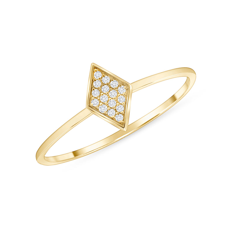 Dainty Diamond Stackable Ring Collection in 14k Solid Yellow Gold (Available in 9 Shapes)