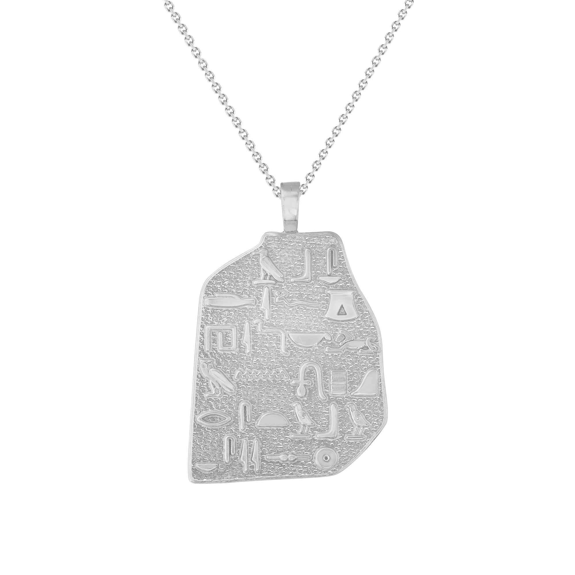 Egyptian Hieroglyphics Pendant Necklace in Sterling Silver