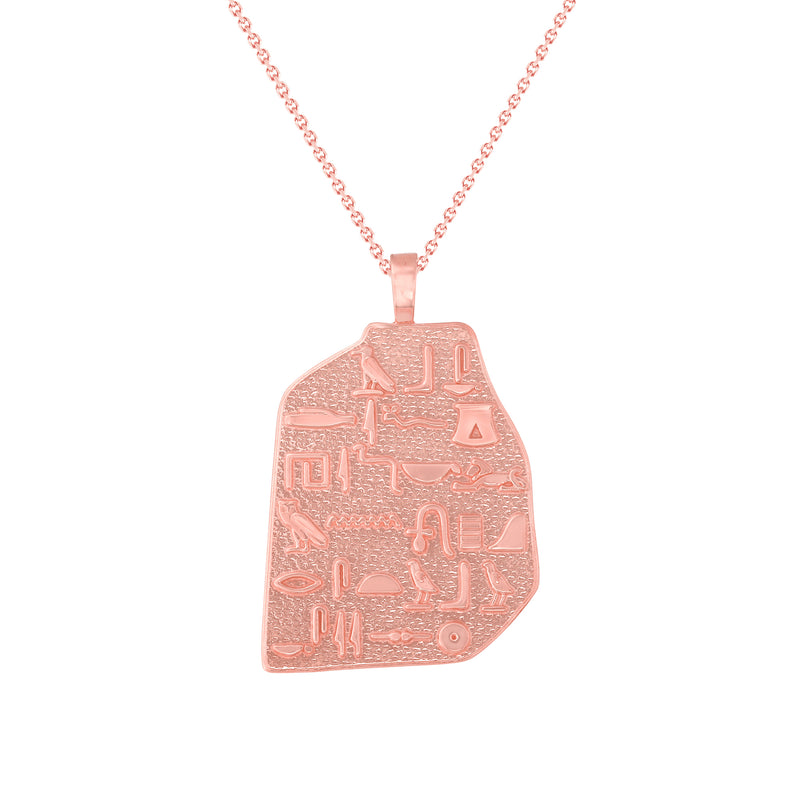 Egyptian Hieroglyphic Pendant Necklace in Solid Gold