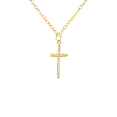 Dainty Rope Cross Pendant Necklace in Solid Gold
