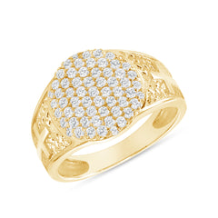 Solid Gold Unisex Religious Cross Cluster Diamond Ring