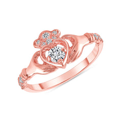 Diamond Claddagh Ring In Solid Gold