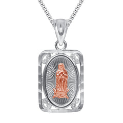 Virgin Mary Pendant Necklace in Solid Gold