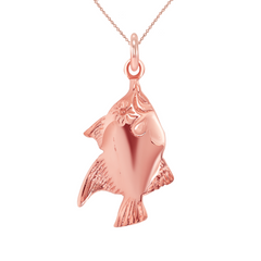 Genuine Fish Pendant/Necklace In Solid Gold
