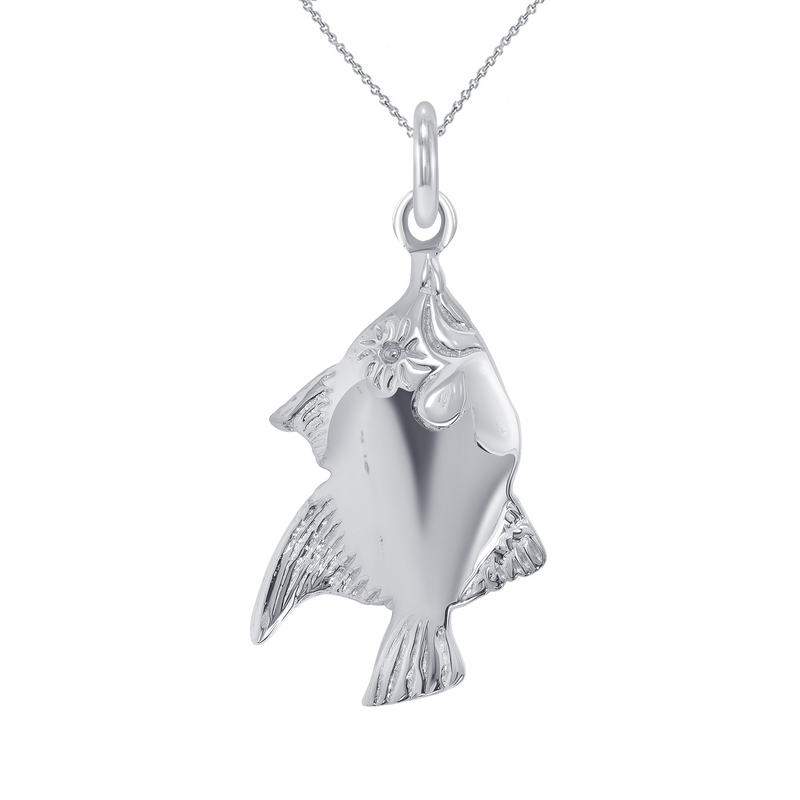 Genuine Fish Pendant Necklace in Sterling Silver