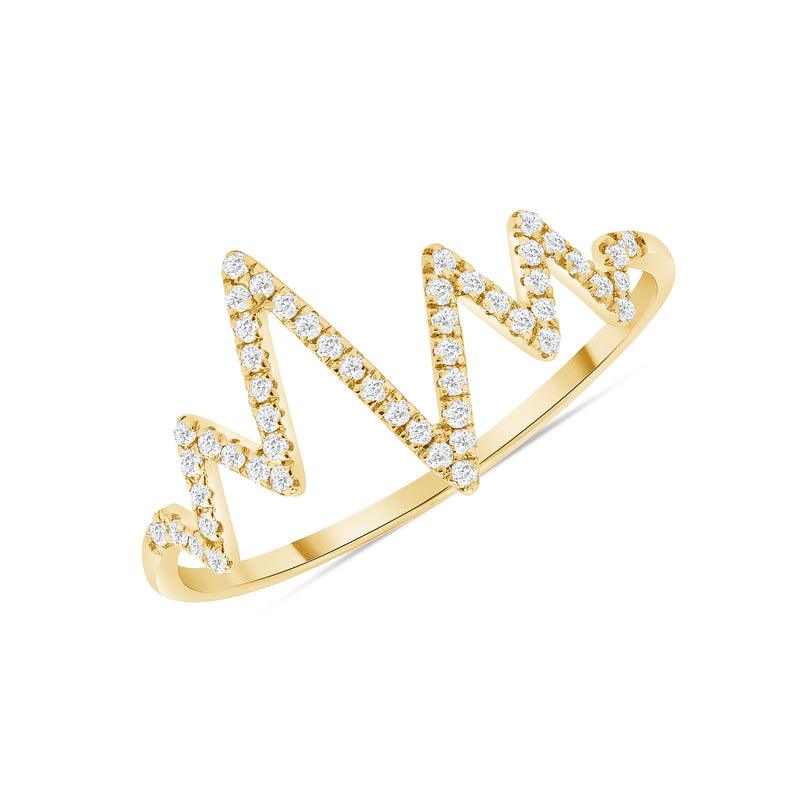 Dainty Diamond Cardiogram Ring in 14k Solid Gold