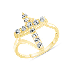 Diamond Cross Statement Ring In Solid Gold