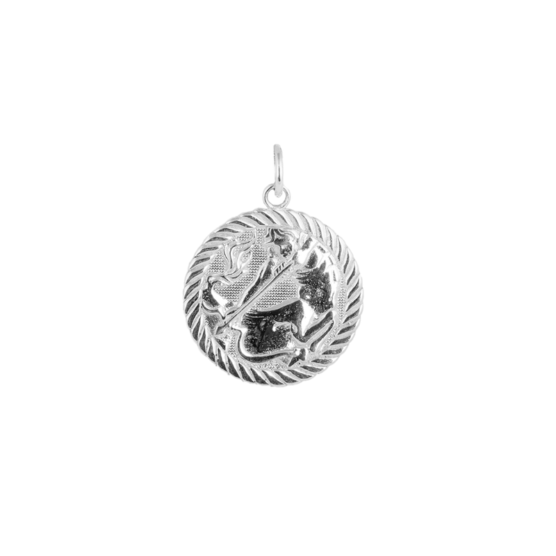 Reversible Sagittarius Zodiac Sign Charm Coin Pendant Necklace in Sterling Silver