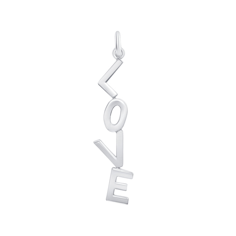 LOVE' Vertical Pendant/Necklace In Sterling Silver