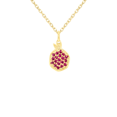 Pomegranate Ruby Pendant Necklace in Solid Gold
