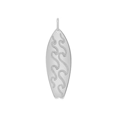 Engravable Surfboard Pendant Necklace in Sterling Silver