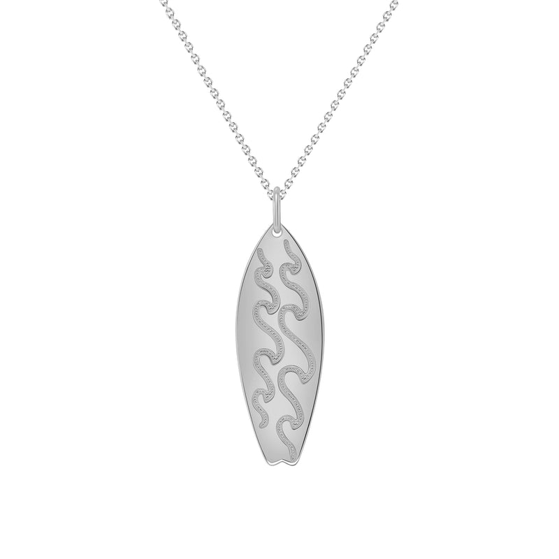 Engravable Surfboard Pendant Necklace in Solid Gold