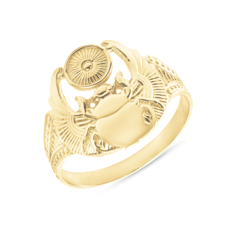 Egyptian Scarab Beetle Ring in Solid Gold