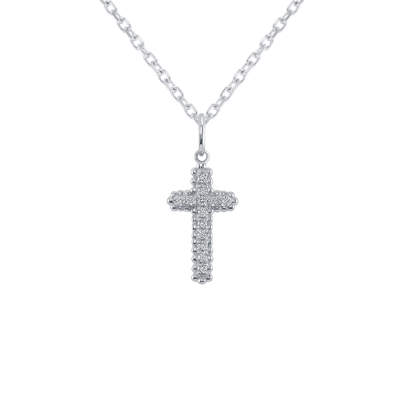 Small Diamond Cross Pendant/Necklace in Solid Gold