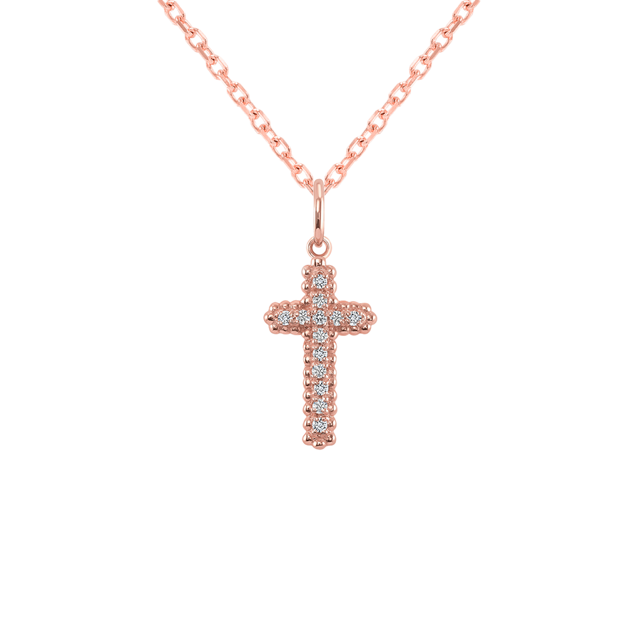 Diamond Cross Pendant with Loop Design in 10K White Gold