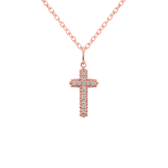 Large Diamond Cross Pendant/Necklace in Solid Gold