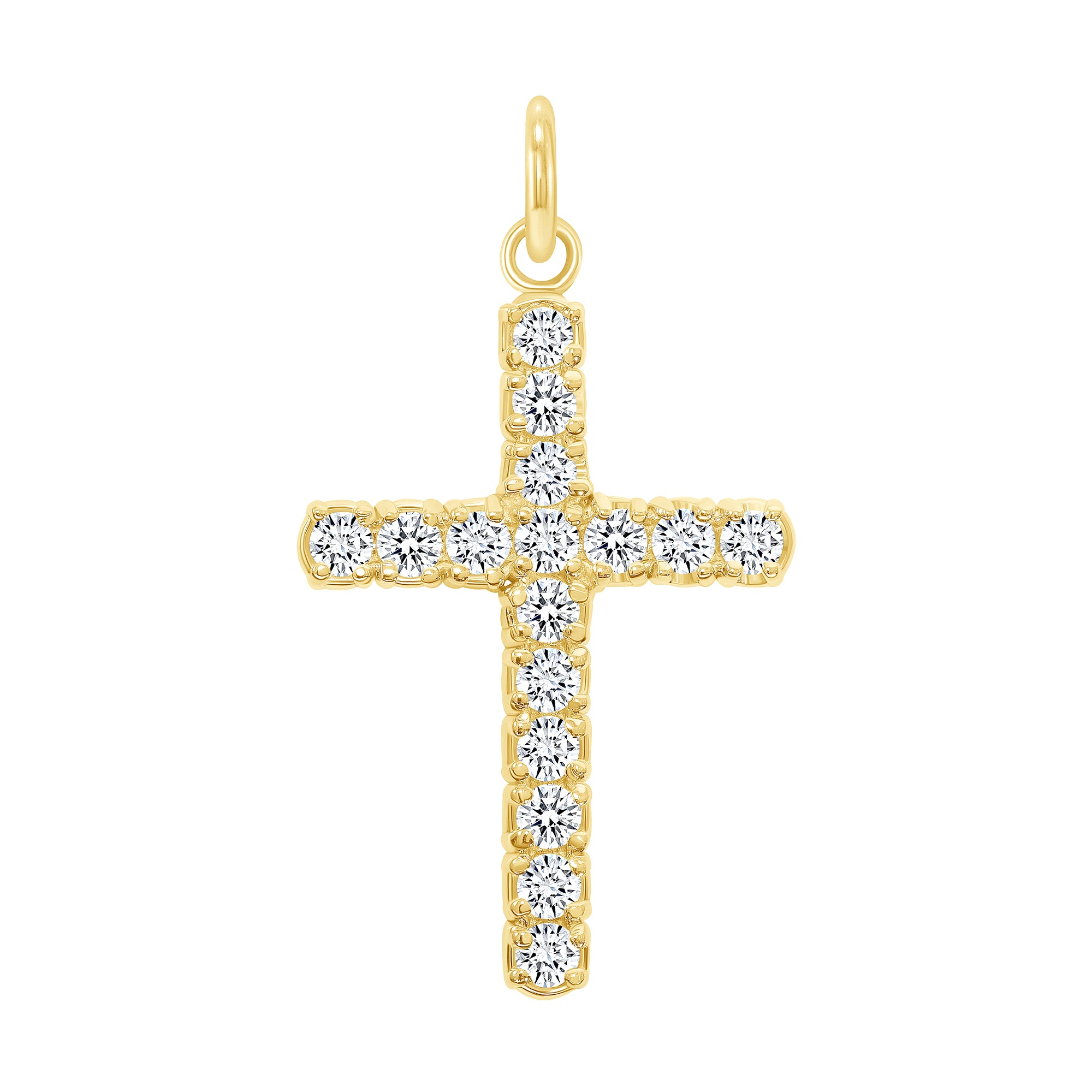 Cubic Zirconia Cross Pendant/Necklace In Solid Gold | Takar Jewelry