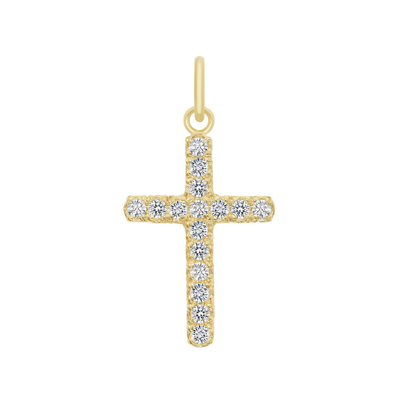 Diamond Medium Cross Pendant/Necklace In Solid Gold