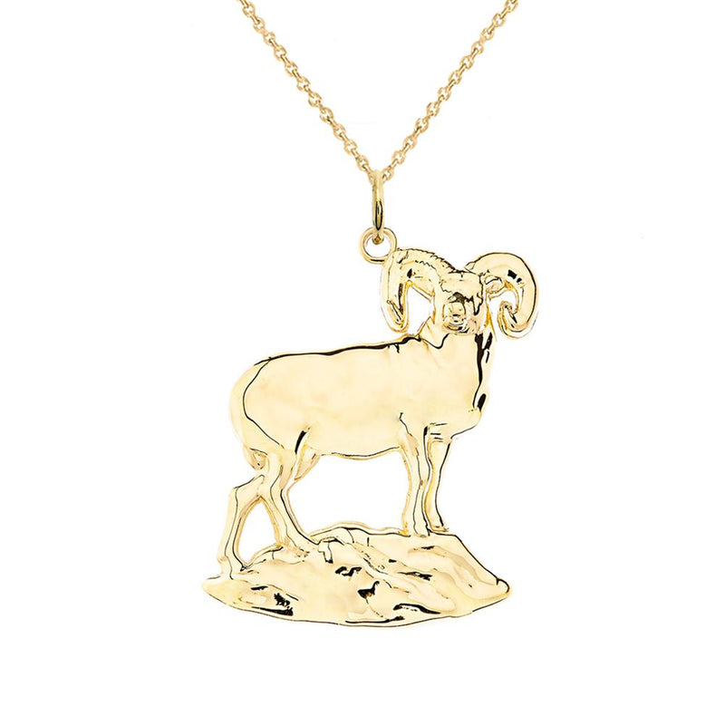 Aries Animal Zodiac Ram Pendant/Necklace in Solid Gold