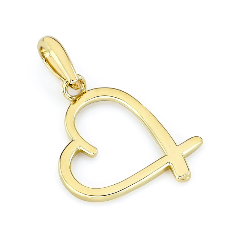 Dainty Heart Cross Pendant Necklace in Solid Gold