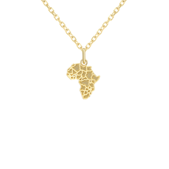 Dainty Africa Continent Map SM Pendant/Necklace in Solid Gold