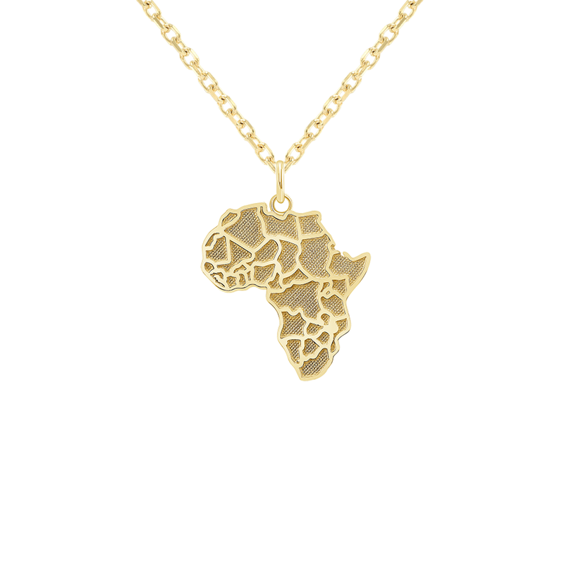 Africa Continent Map LG Pendant/Necklace in Solid Gold