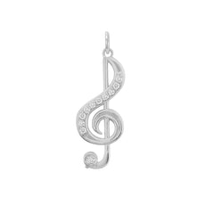 Dainty Musical Note Pendant Necklace with Diamond in Solid Sterling Silver
